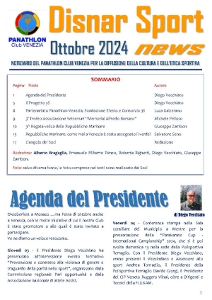 Panathlon International Club Venezia- Disnar Sport Ottobre 2024
