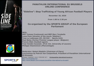 Panathlon EU Antenna in Brussels - Online Conference - Stop Trafficking of Young African Football Players - November 18, 2020