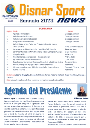 Panathlon International Club Venezia - Notiziario 01 - Gennaio 2023
