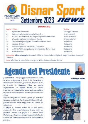 Panathlon International Club Venezia- Notiziario Settembre 2023
