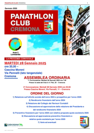 Panathlon International Club Cremona- Notiziario Gennaio 2025