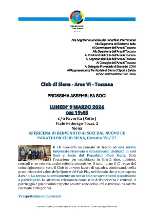Panathlon Club Siena - Notiziario Marzo 2026