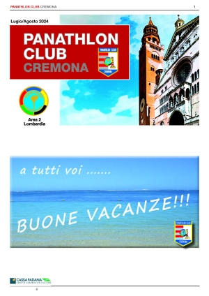 Panathlon International Club Cremona- Notiziario luglio-agosto 2024