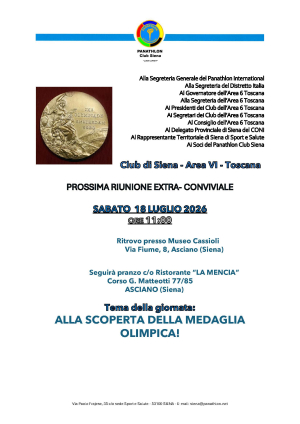 Panathlon Club Siena - Notiziario Luglio 2026
