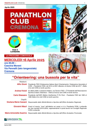 Panathlon International Club Cremona- Notiziario Aprile 2025