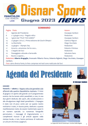 Panathlon International Club Venezia - Notiziario 06 - Giugno 2023