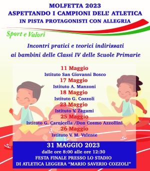 "Aspettando i Campioni dell'Atletica, in pista protagonisti con allegria" - Panathlon International Club Molfetta