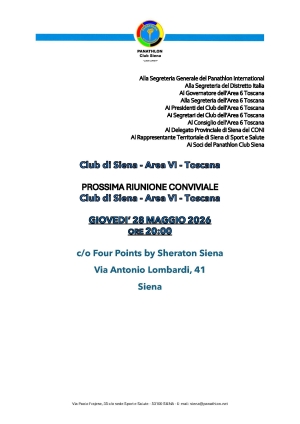 Panathlon Club Siena - Notiziario Maggio 2026